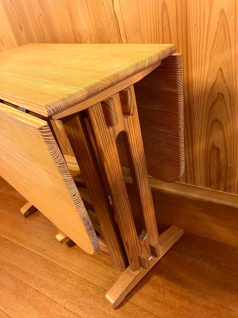 ヴィンテージ　木製　バタフライテーブル　古家具　折りたたみ　伸長　ダイニング　机