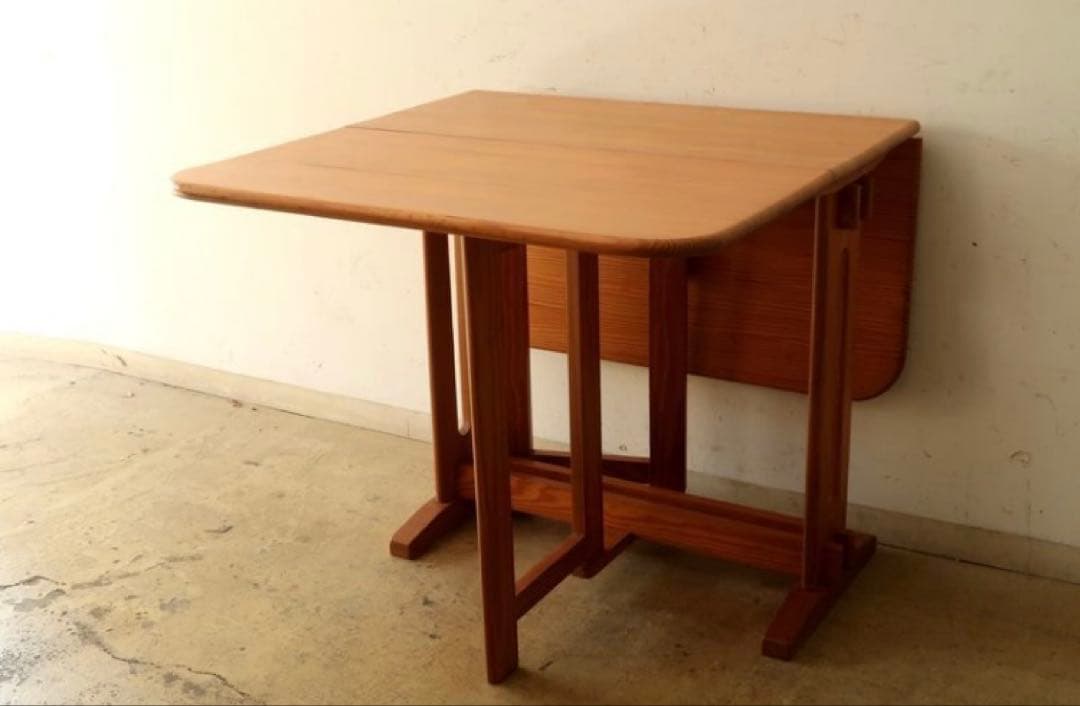 ヴィンテージ　木製　バタフライテーブル　古家具　折りたたみ　伸長　ダイニング　机