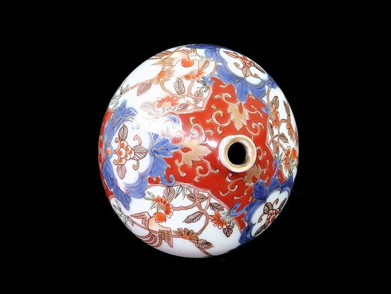 古伊万里　金襴手　花鳥紋に金唐草の図　油壷　D651AS-CHf