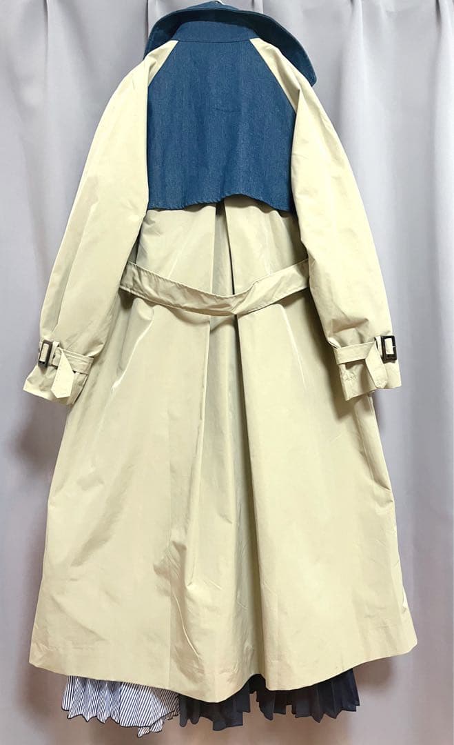 Thevon 異素材デニムリメイクデザインチェスターコート ゆったり トレンチ