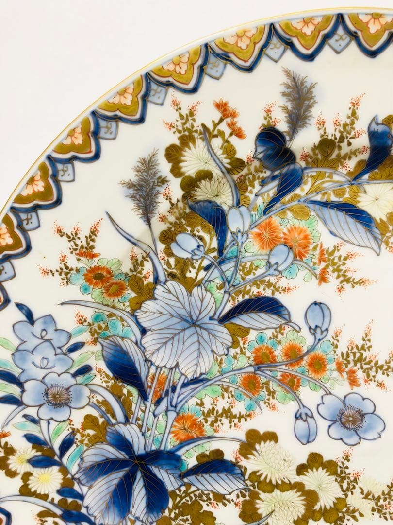 18時迄限定割引 明治香蘭社 有田焼 オールド 香蘭社 染錦上絵金彩秋草文8寸皿