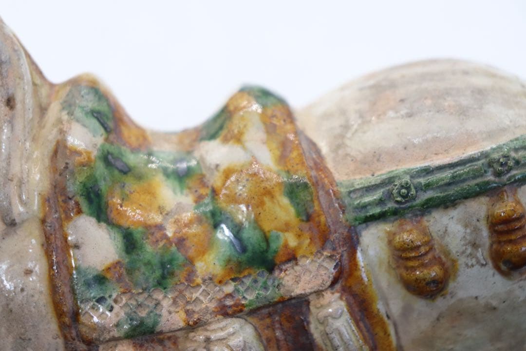 貴重　唐三彩　踏馬　紅木箱　時代物　送料込み250118