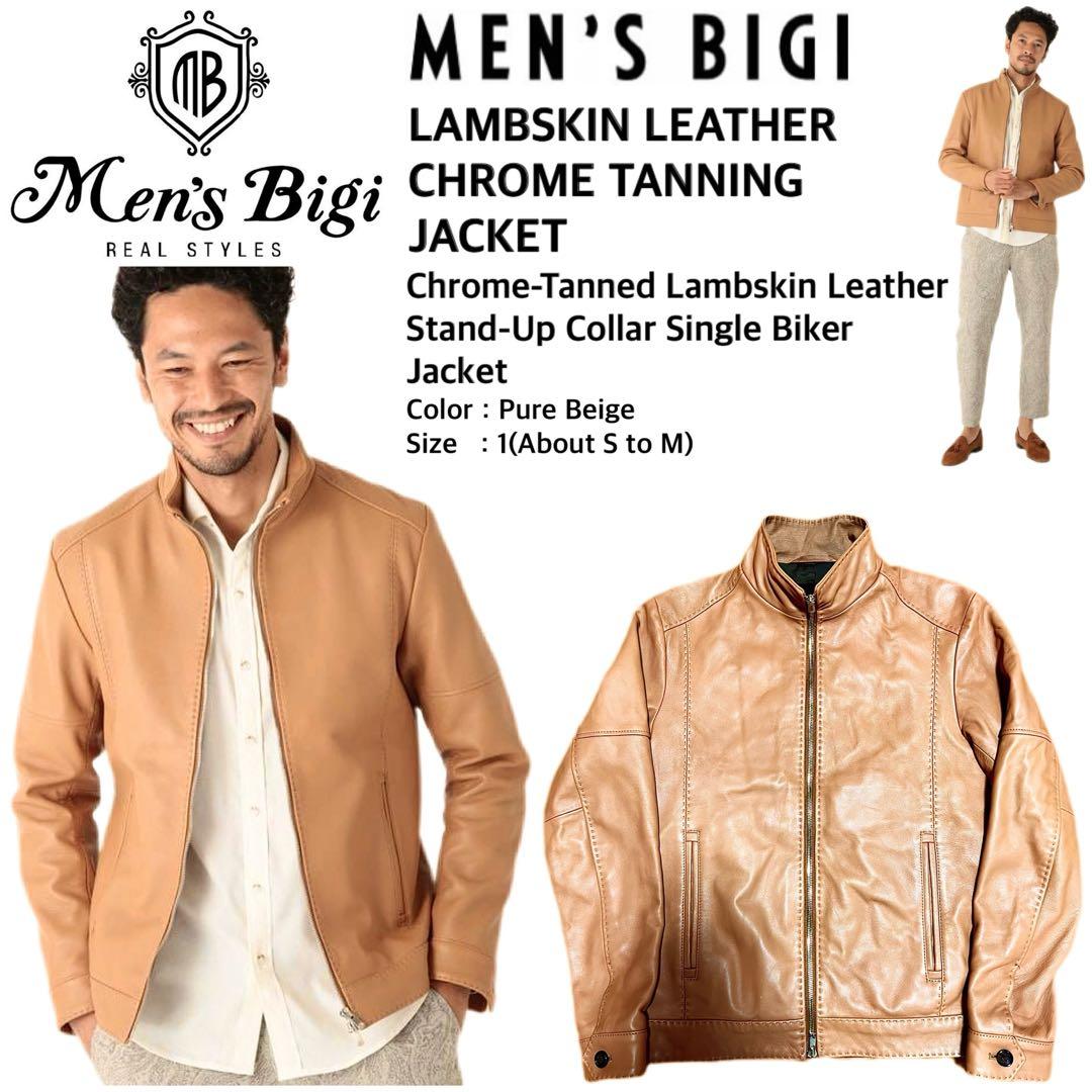 定価5.1万 メンズビギ 最高級ラムレザークロームタンニングジャケット 1/SM