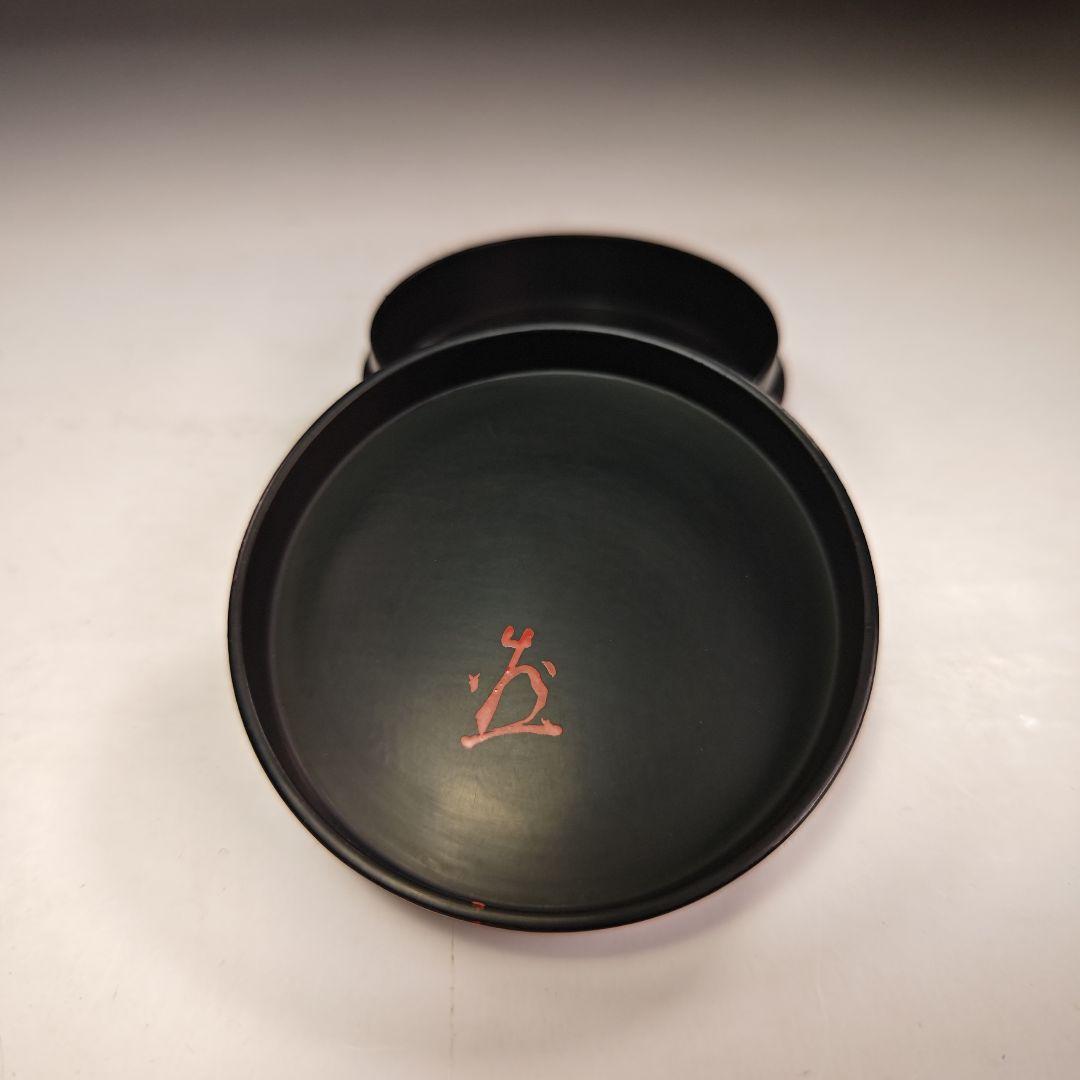 イ909 香合『永田宗伴　極箱　自筆　富士ノ絵　漆塗　丸香合』茶道具