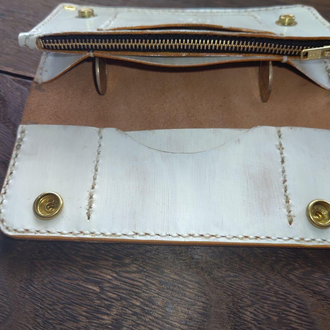 トラッカーウォレット 手染め 黒×白