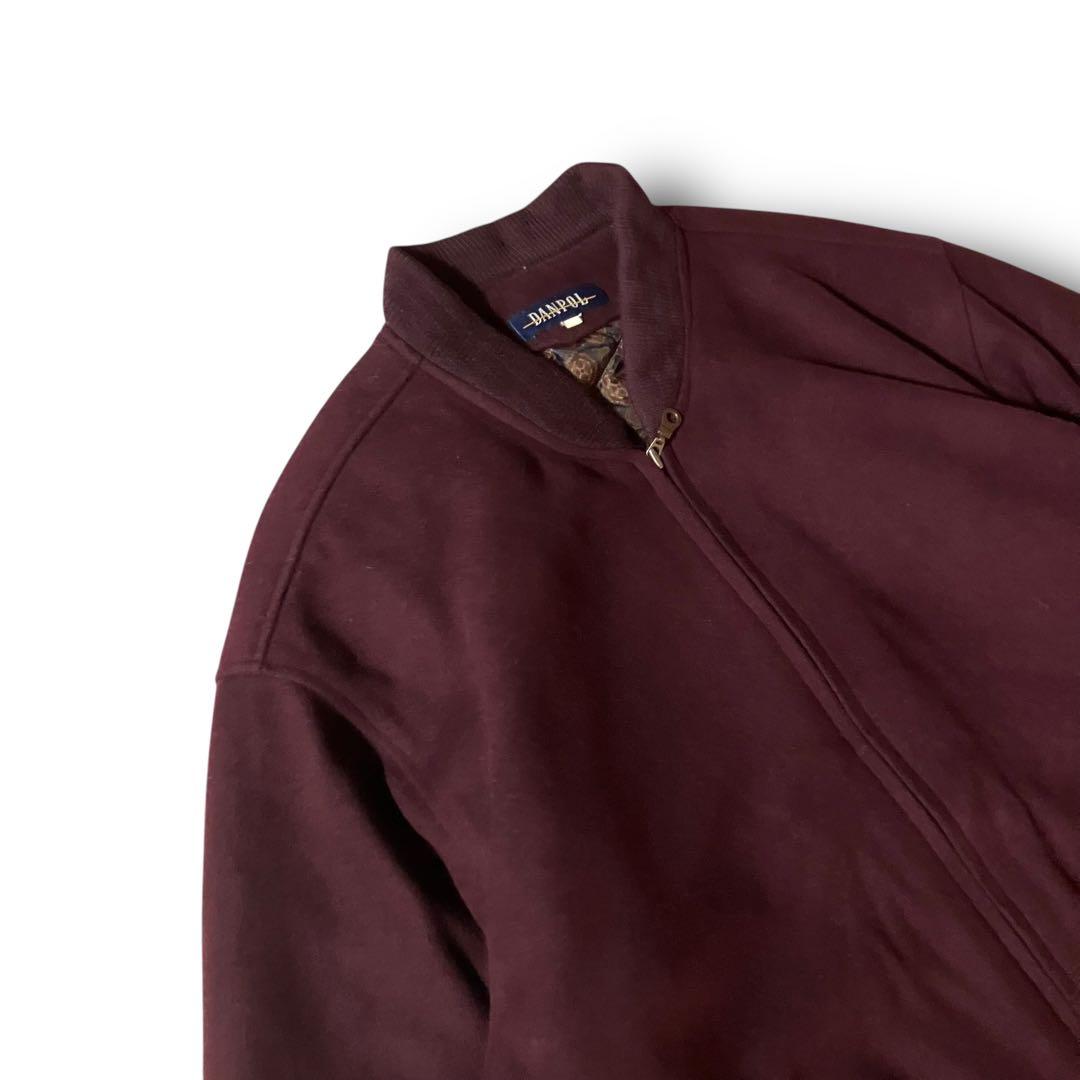 vintageウール調ボンバージャケット裏地ペイズリー柄ブルゾン バーガンディL