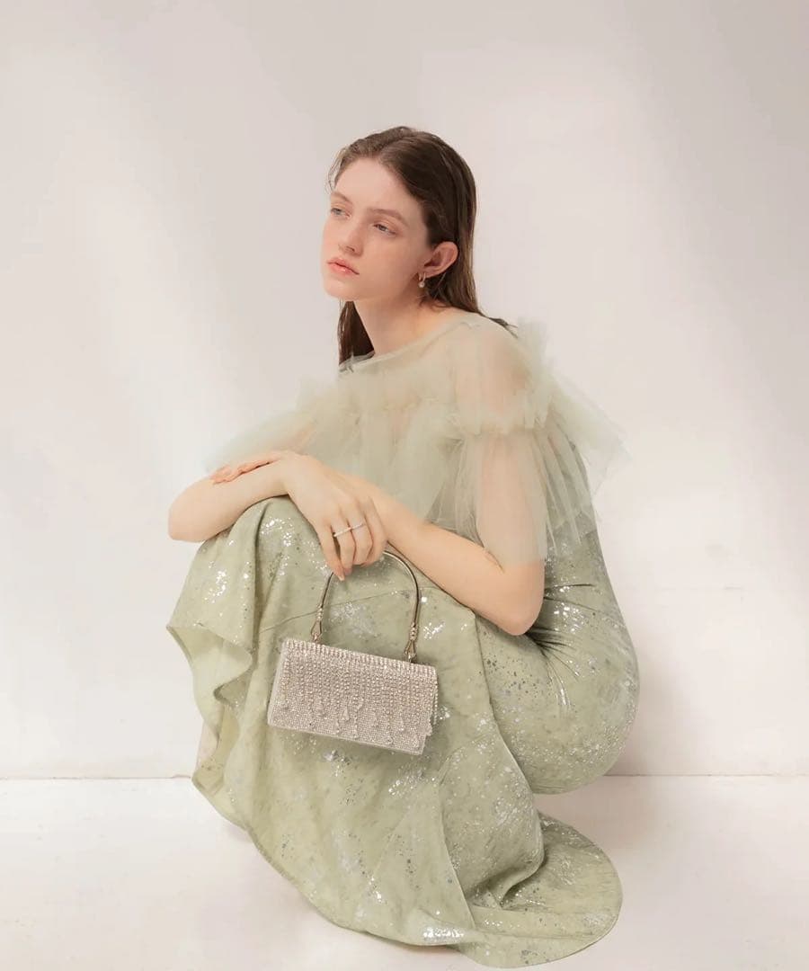 【極美品】Leja チュールフリルボレロペイントマーメイドワンピースドレス