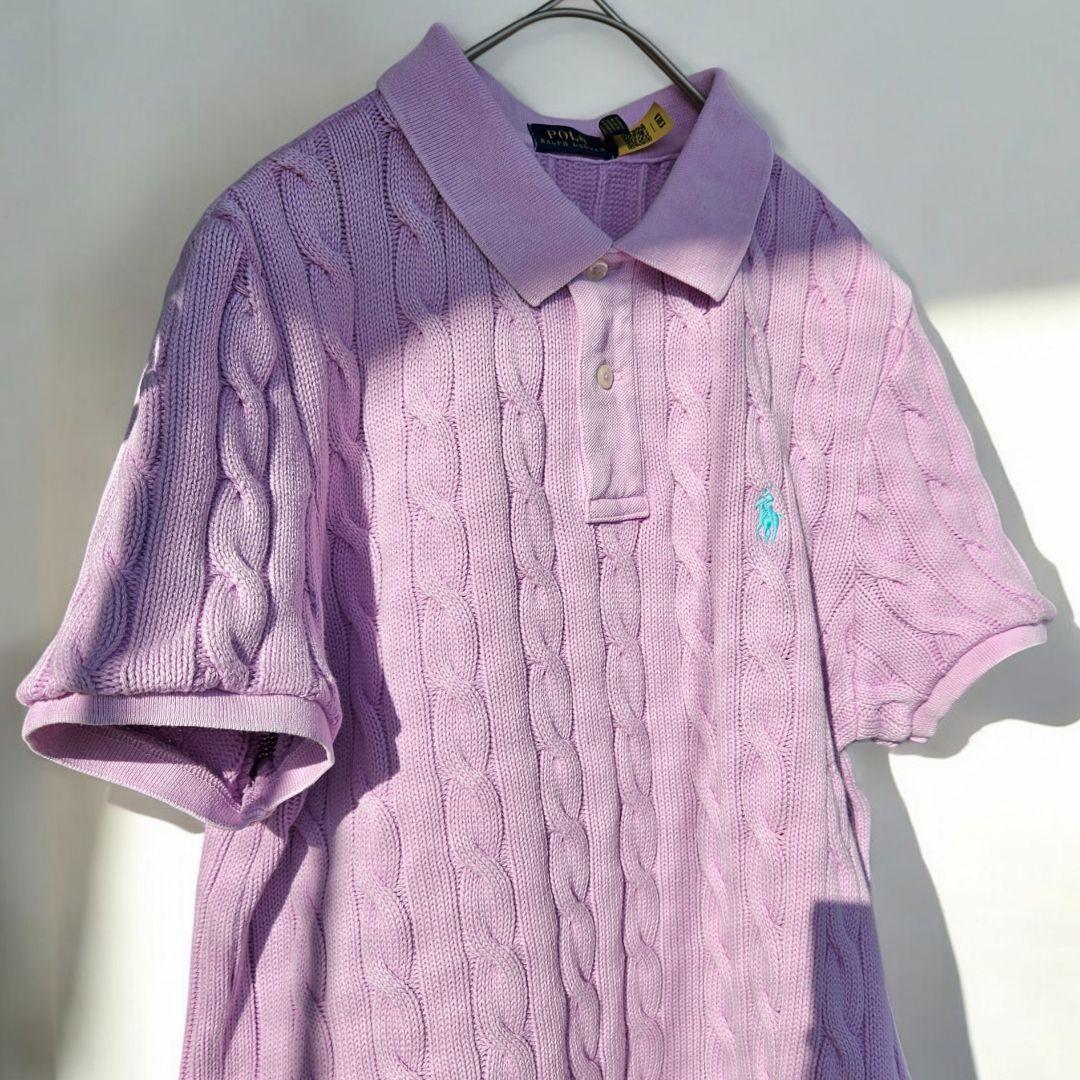 めぇめぇ様☆ポロラルフローレン ケーブル編み ポロシャツ ピンクパープルXL半袖