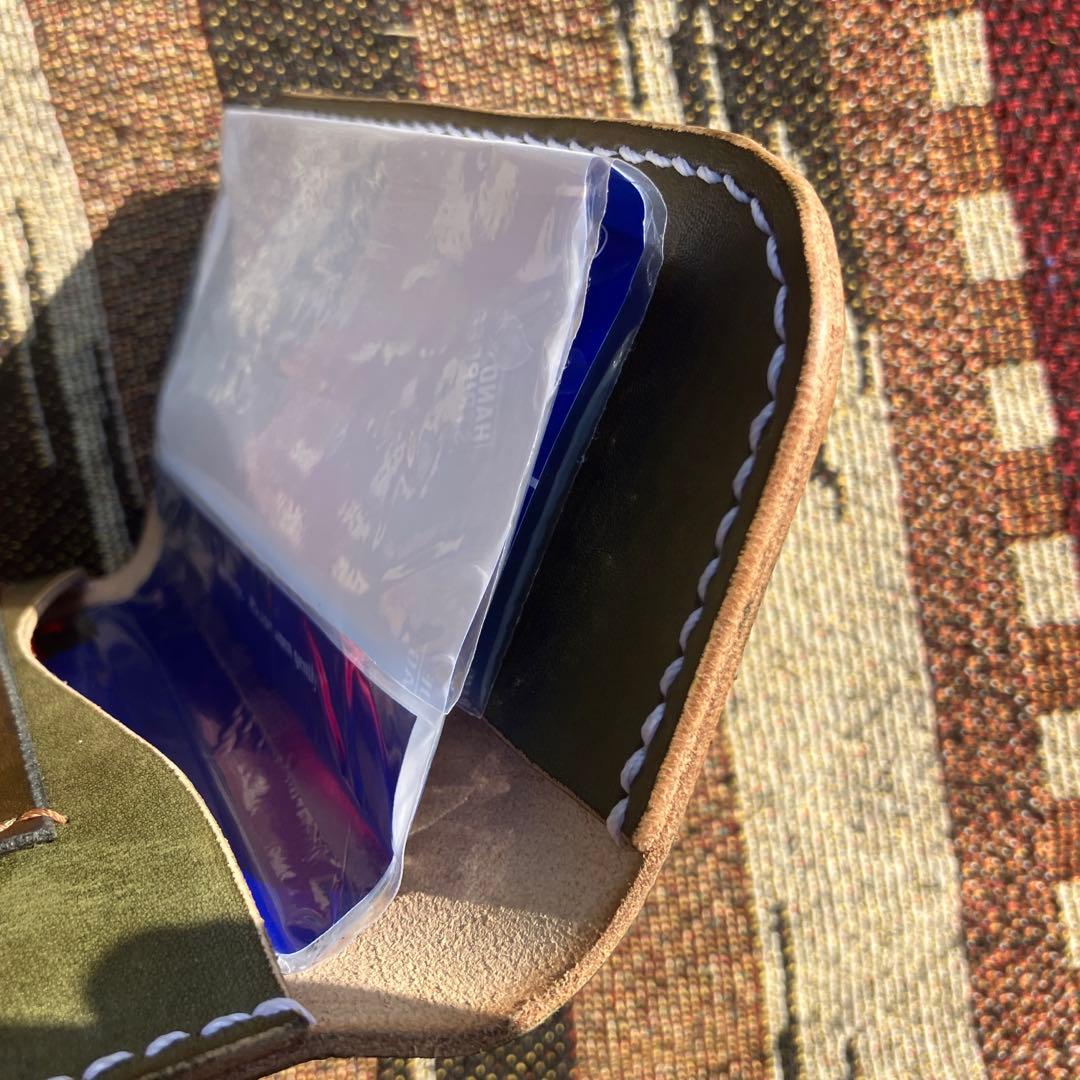 手巻きタバコポーチ　シャグポーチ　本革　手染め　手縫い