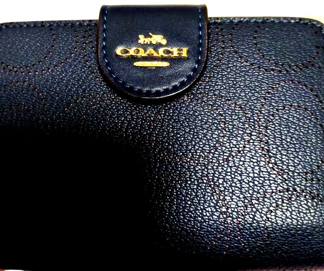 COACH ネイビー 二つ折り財布