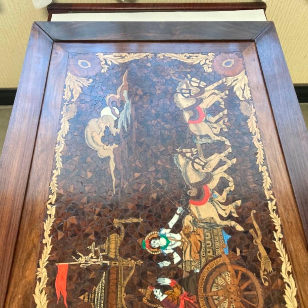木製 壁掛け 象嵌細工 寄木 彫刻 工芸品 大型 パネル 芸術 アート レトロ