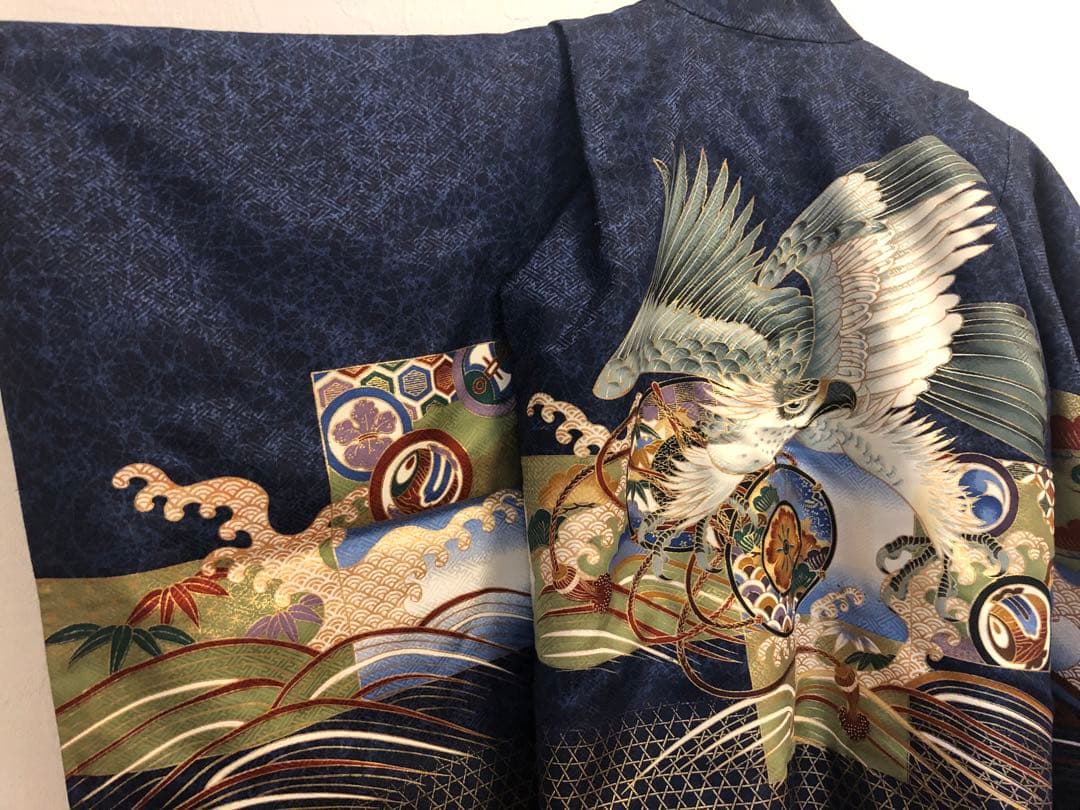 七五三 男の子 着物 袴　フル セット 鶴 波模様