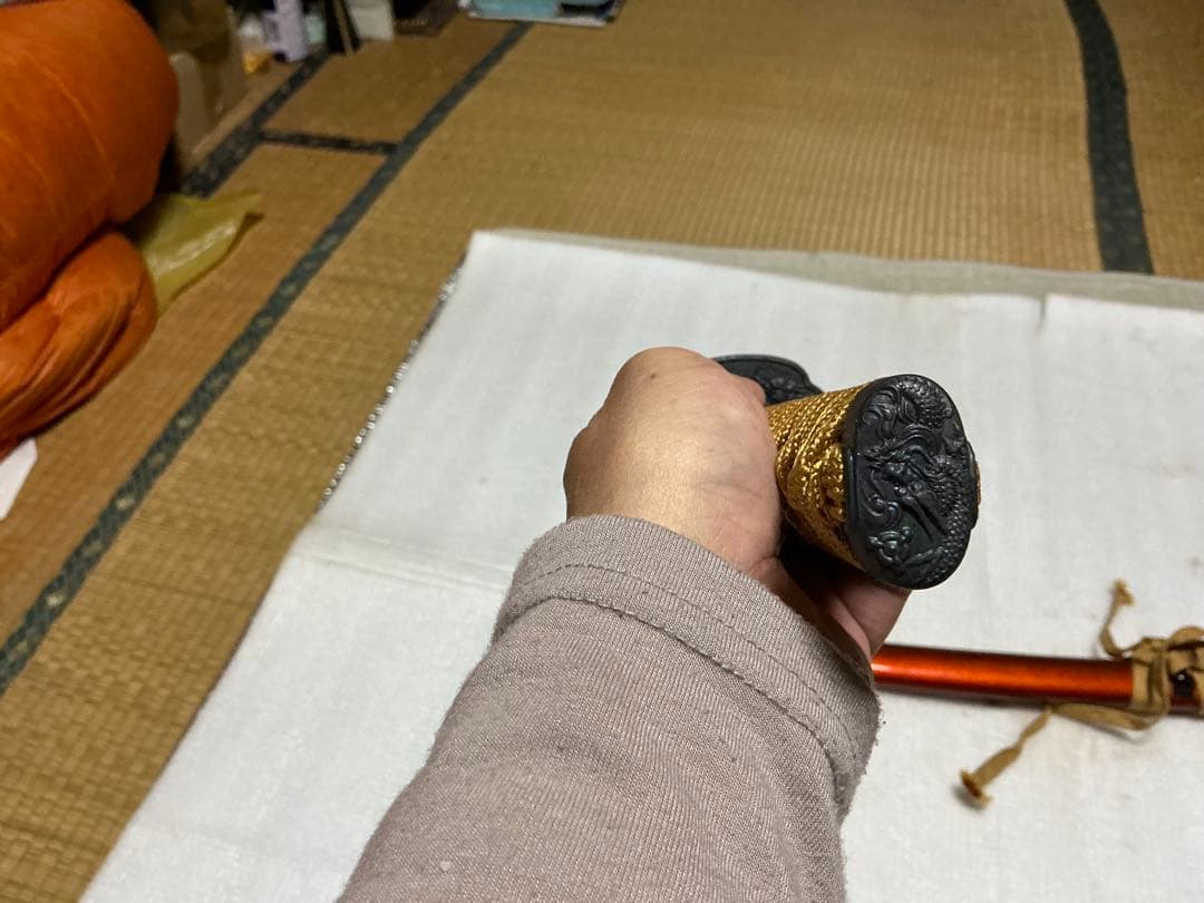 模造刀二本組　布付き　刀立て無し【中古品　完全な模造刀となります】。