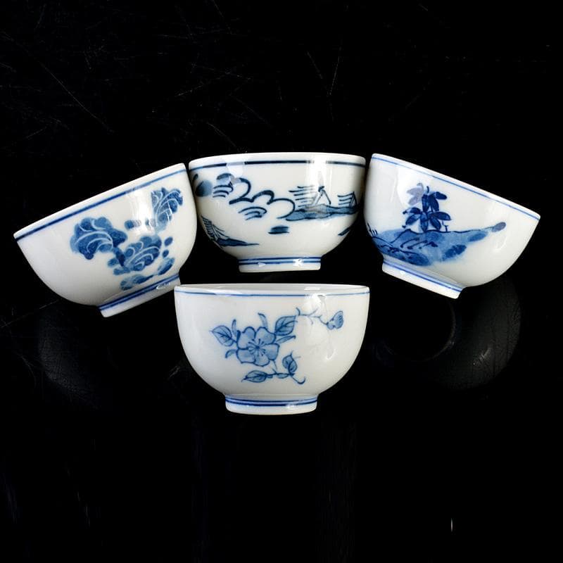 煎茶道具　賣茶好　酉年　鶏鳴盃　茶碗 ４客　共箱　V　6533