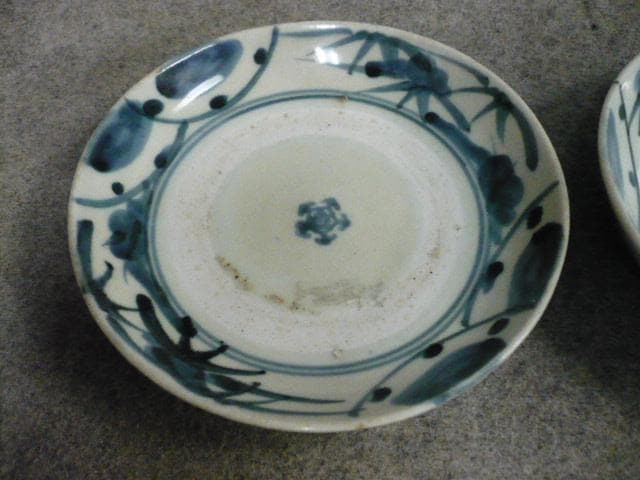古伊万里染付草花文くらわんか皿 2枚 [B31563]