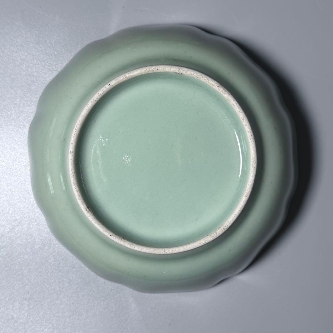 紫田コレクション！　1700年〜1740　青磁三果文輪花鉢　五客　図録掲載品