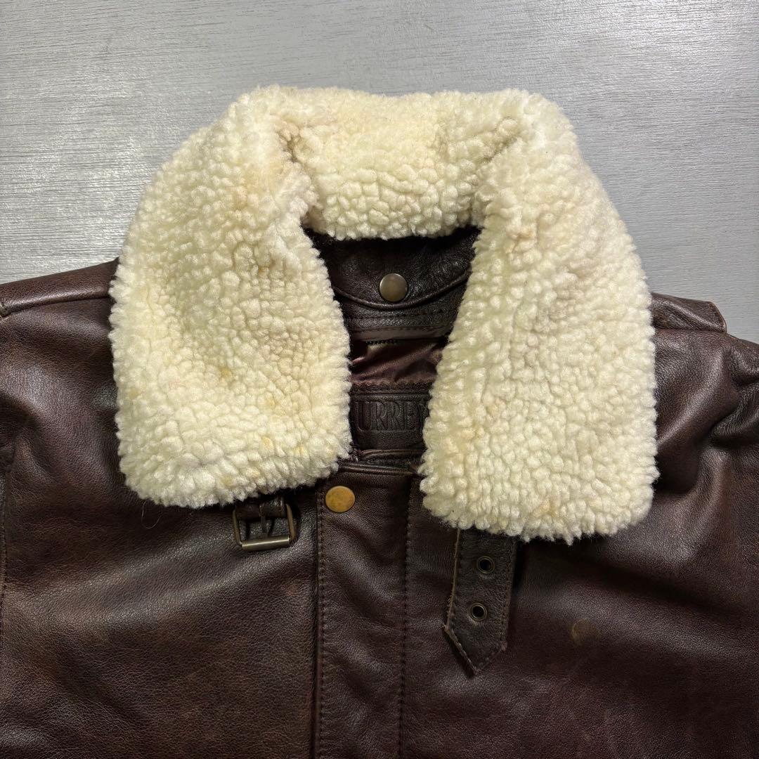 vintage A-2 レザージャケット　襟ボア着脱可能　牛革　短丈　M