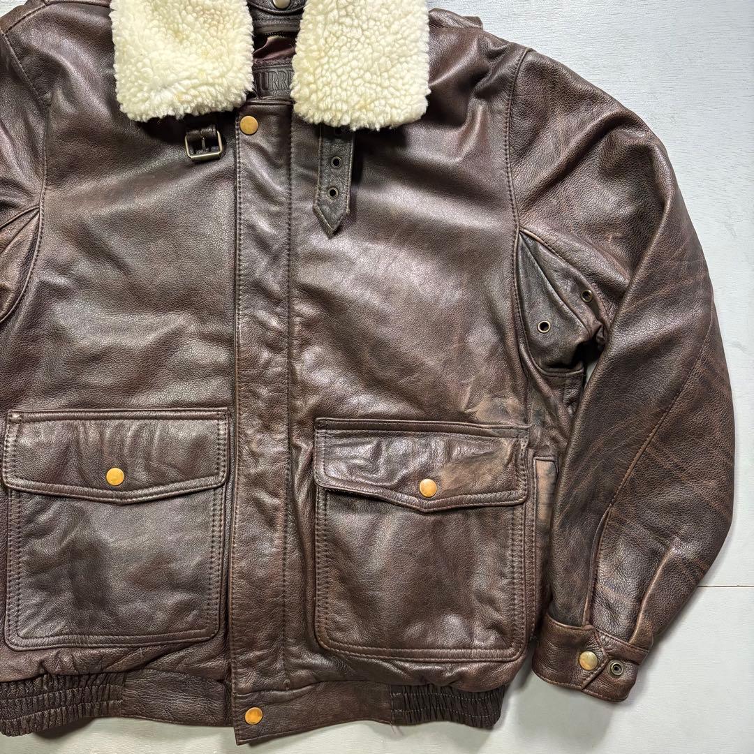 vintage A-2 レザージャケット　襟ボア着脱可能　牛革　短丈　M