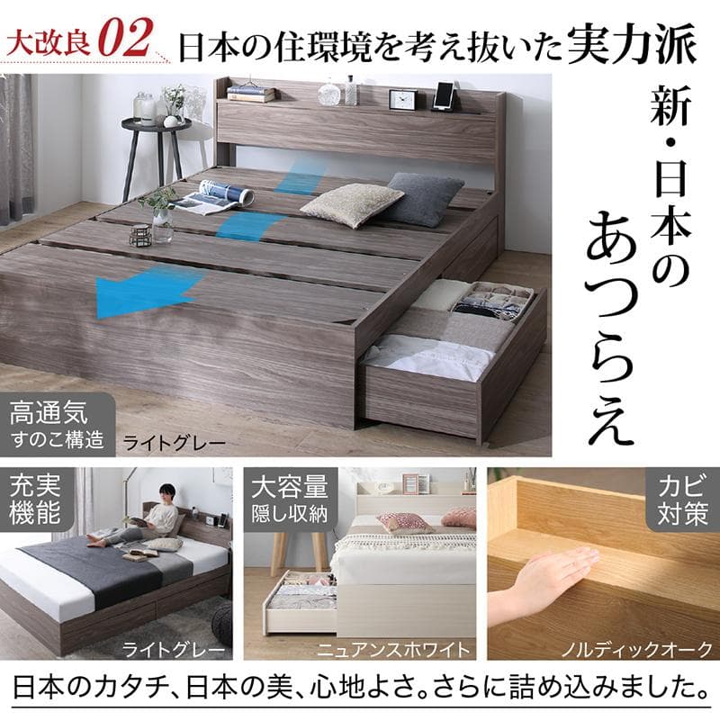 Thatgirl　マットレスなし セミダブルベッド 収納 コンセント