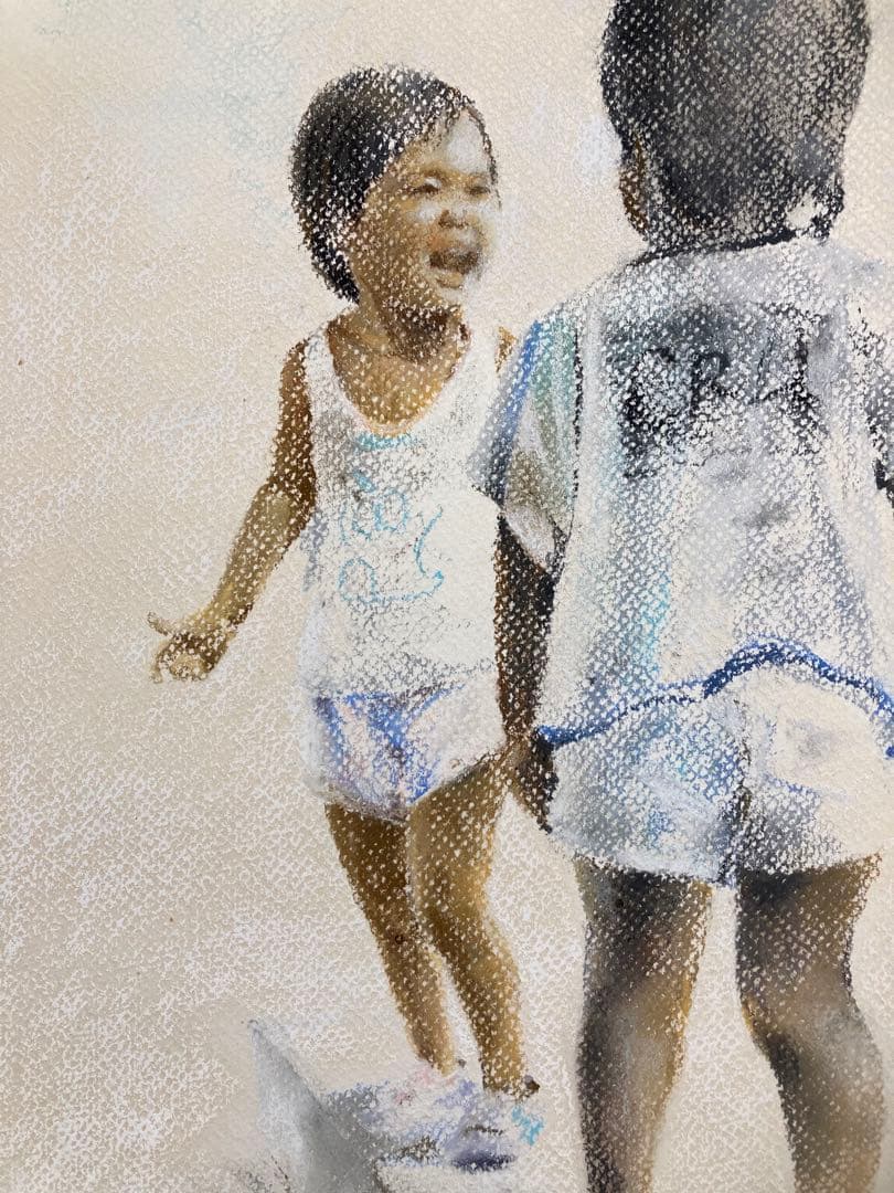 【真作保証】櫻井幸雄「陽光」パステル画 直筆サイン 真筆 額装 絵画