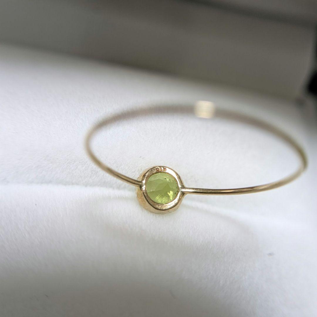 k10 華奢リング　ペリドット　ラウンド4ミリ　11号　ブルーオパールおまけつき