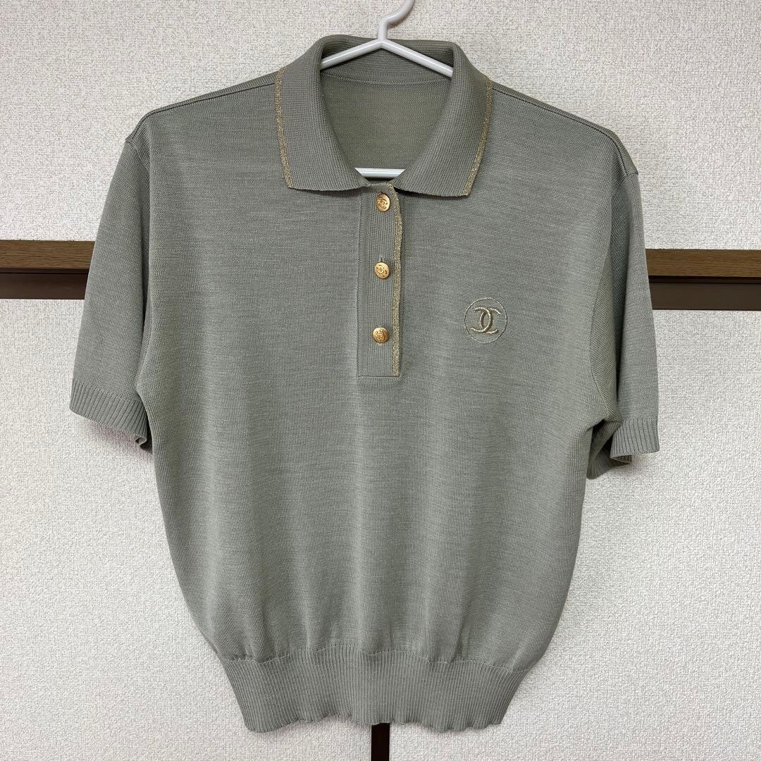Chanel グレー ポロシャツ 半袖