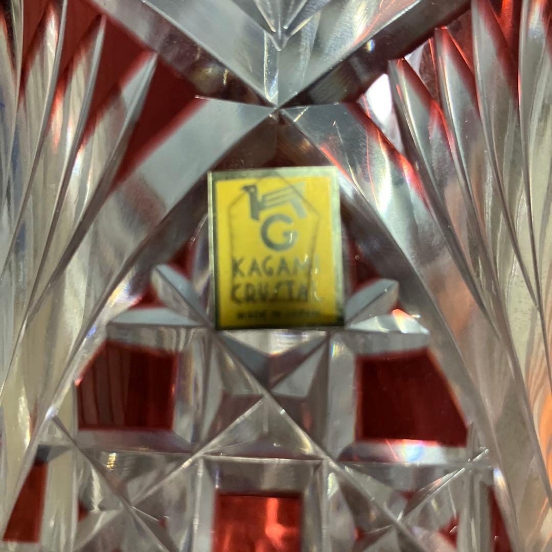Kagan Crystal 赤色カットクリスタル花瓶