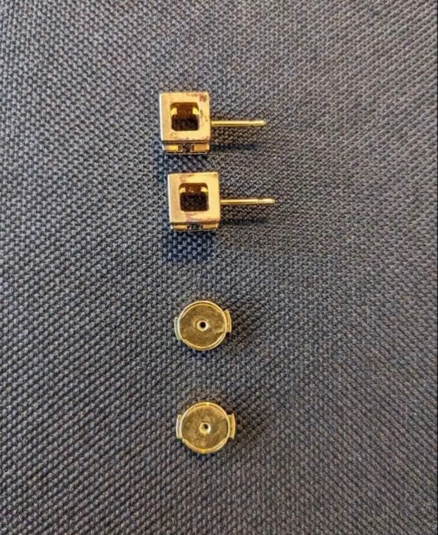 ※訳あり※HERMES☆エルメスピアス　カージュドアッシュ　キューブ　ゴールド