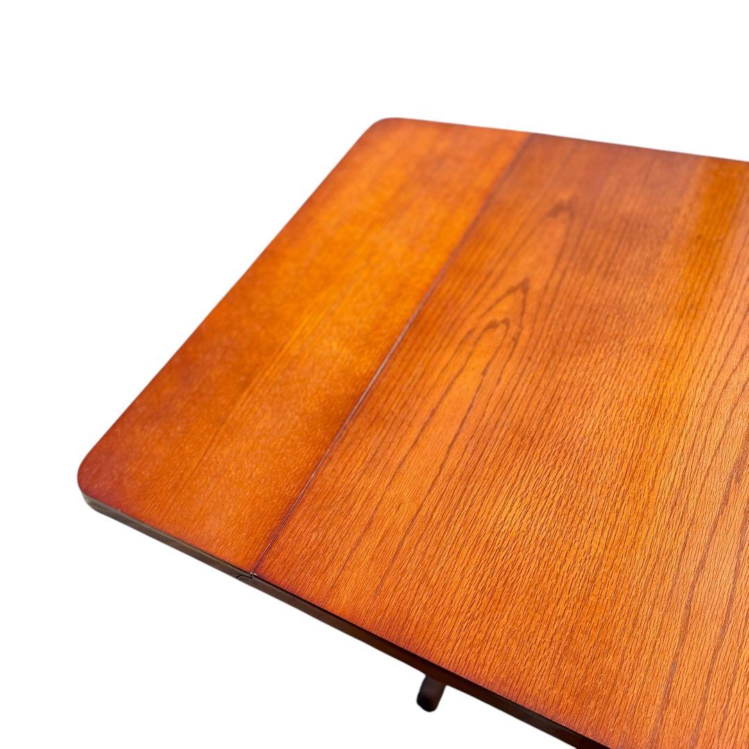 HR622【木目とラタンが美しい】三越ブルージュ　バタフライテーブル　三越家具