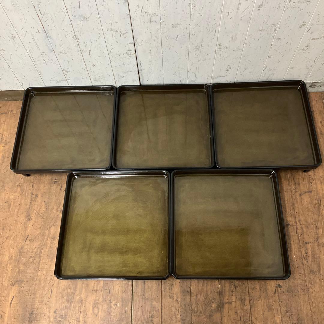 D-4 ② 昭和レトロ 会議膳 膳 御膳5客セット セット売り 四角形 正方形