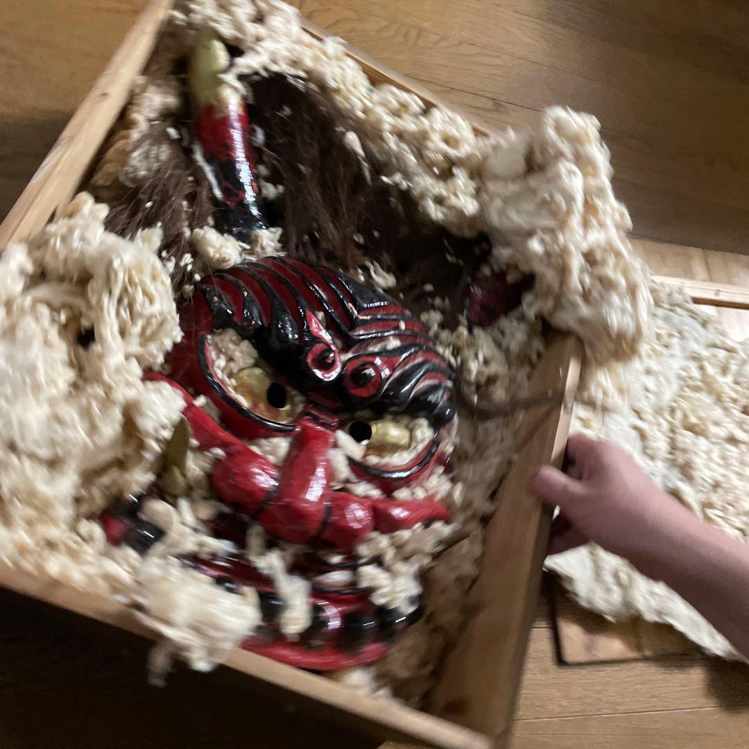 なまはげ？　鬼の面　赤鬼　昭和　張子