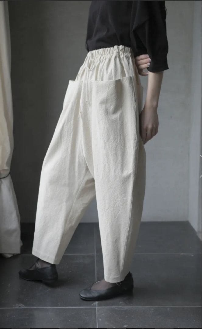 アトリエナルセ　コットンリネンサルエルパンツ(キナリ)