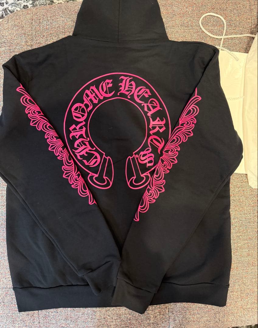 クロムハーツ ジップアップ パーカー ピンク フローラル ホースシュー サイズM