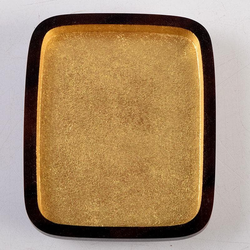 shellkid　井筒鳳斎　内金箔黒柿長四方香合鷺に芦　共箱　V　9126