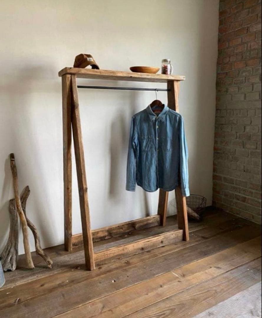 専用　特注フルオーダー　古材　ハンガーラック　無垢材　12/07まで出品予定