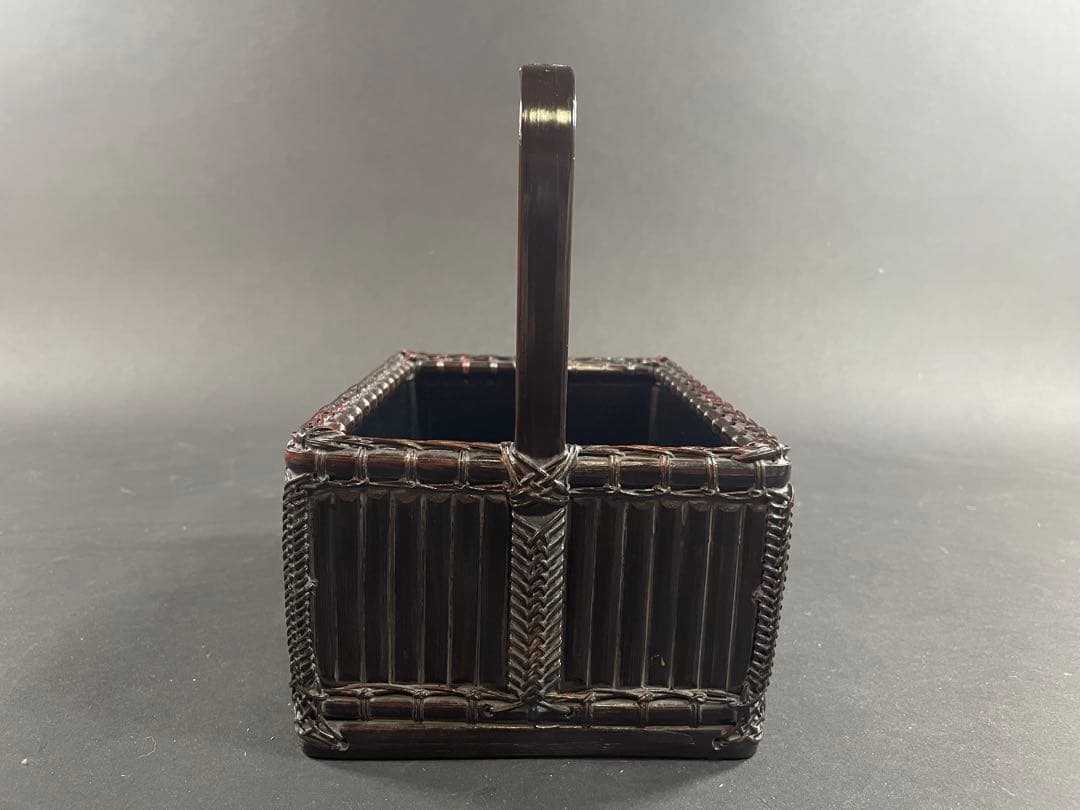 17 最終値下げ　和田鱗司 陶板入 唐物入 莨盆 共箱 竹網 煙草盆 竹工芸