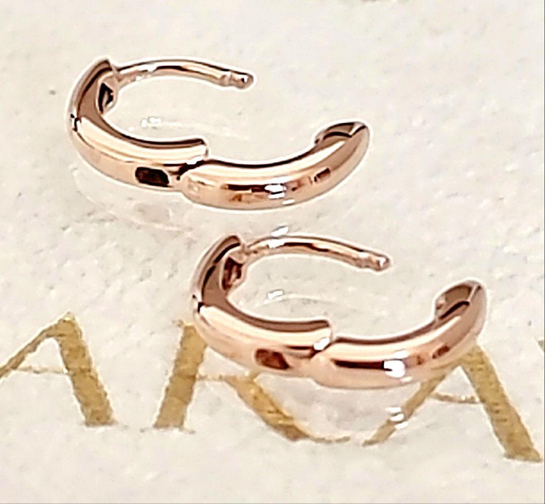 Carat(キャラット)K18PG(8mm)ラウンド中折れ式フープピアス