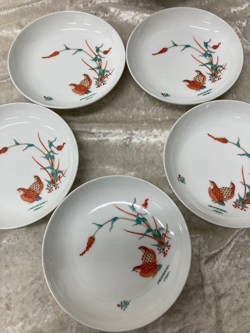 十三代　酒井田　柿右衛門　錦　栗鶉文　飾皿　額皿　陶額　プレート