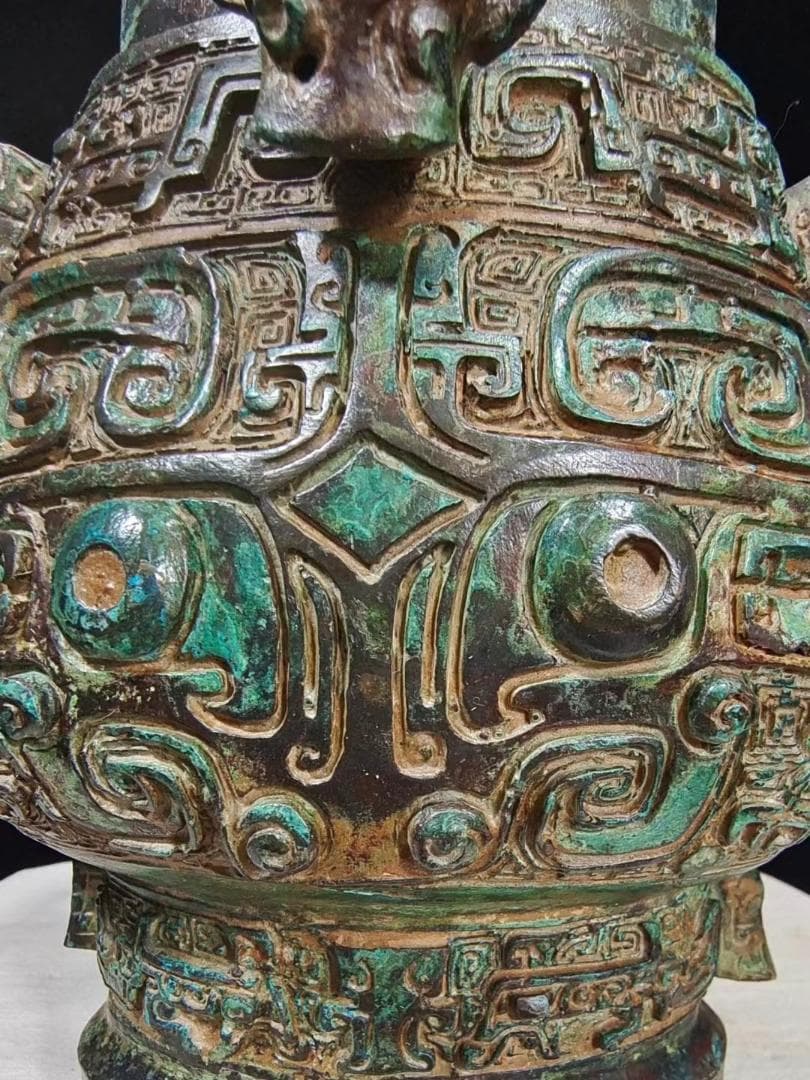 中国古美術品·旧蔵珍品·古青銅器·饕餮紋提梁壺·祭祀礼器·文房置物·風水開運