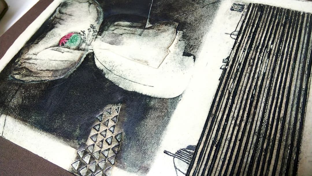 陶板　「白芥子」 三浦景生　染色