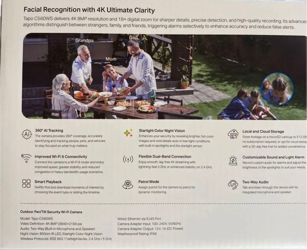 tapo C560WS 4K屋外用パン/チルトカメラ