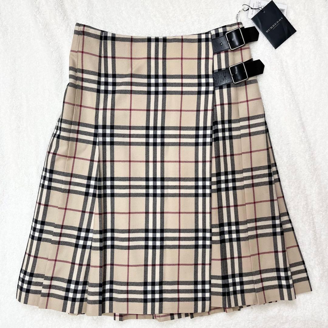 新品未使用　バーバリーロンドン　ノバチェック　プリーツスカート 毛　タグ付き36