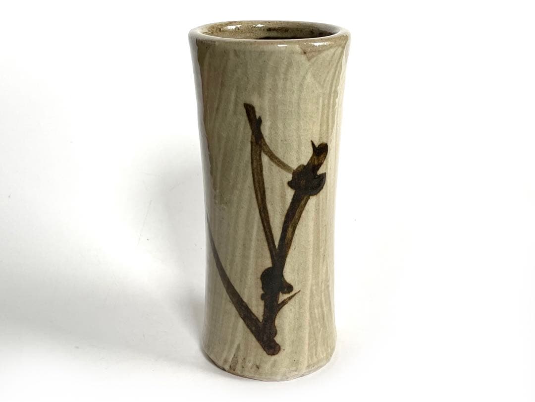 陶芸家　人間国宝　濱田庄司　浜田庄司　花生　花入　花瓶　トウキビ文　筒花入　共箱