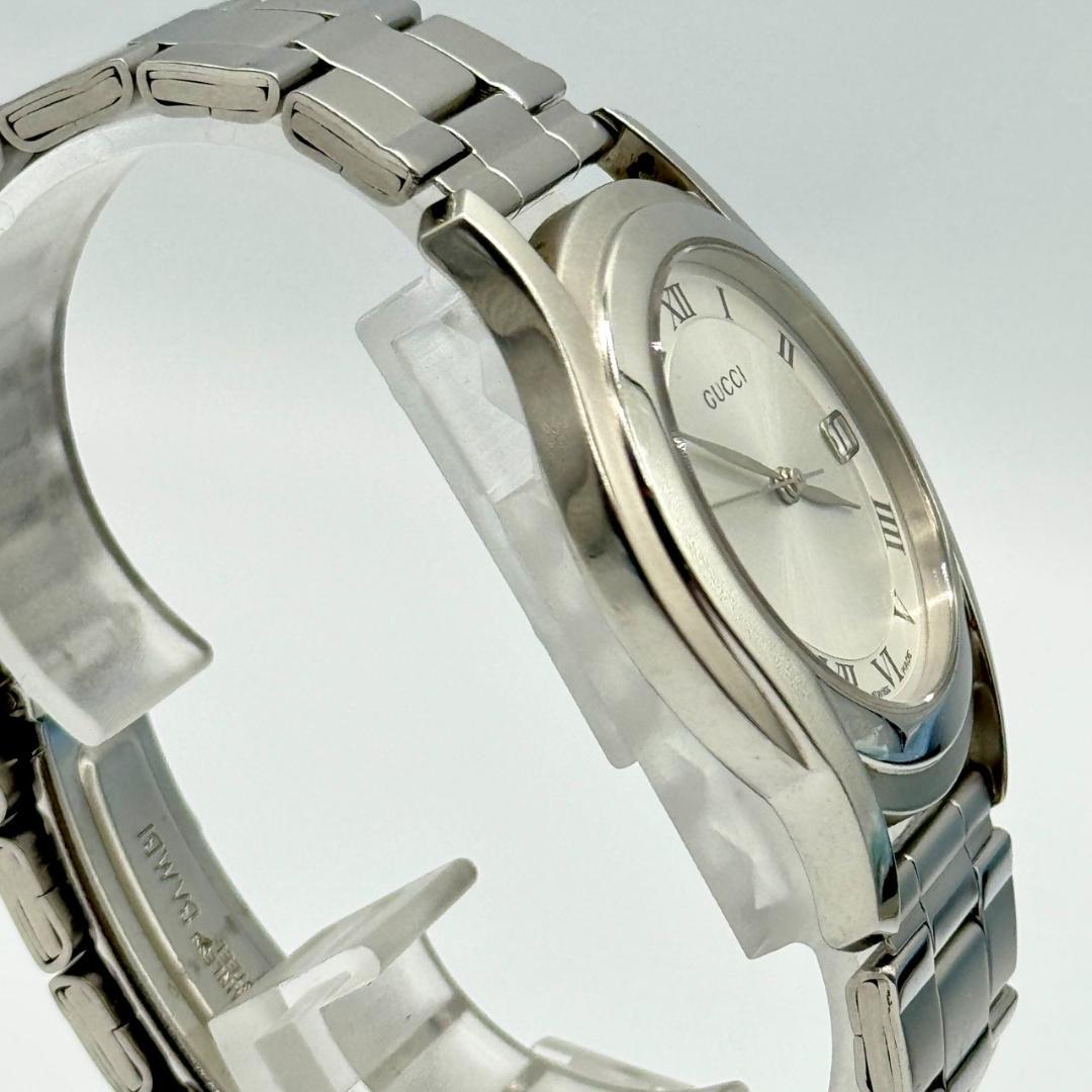稼働品 GUCCI グッチ 腕時計 デイト シルバー文字盤 クォーツ ３針