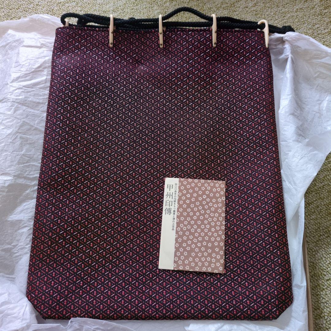 n*i様 甲州印傳和装用バッグ 赤と黒の幾何学模様 巾着