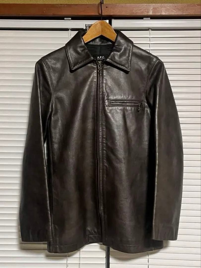 【さや様】A.P.C. ダークブラウン シングルライダース レザージャケット