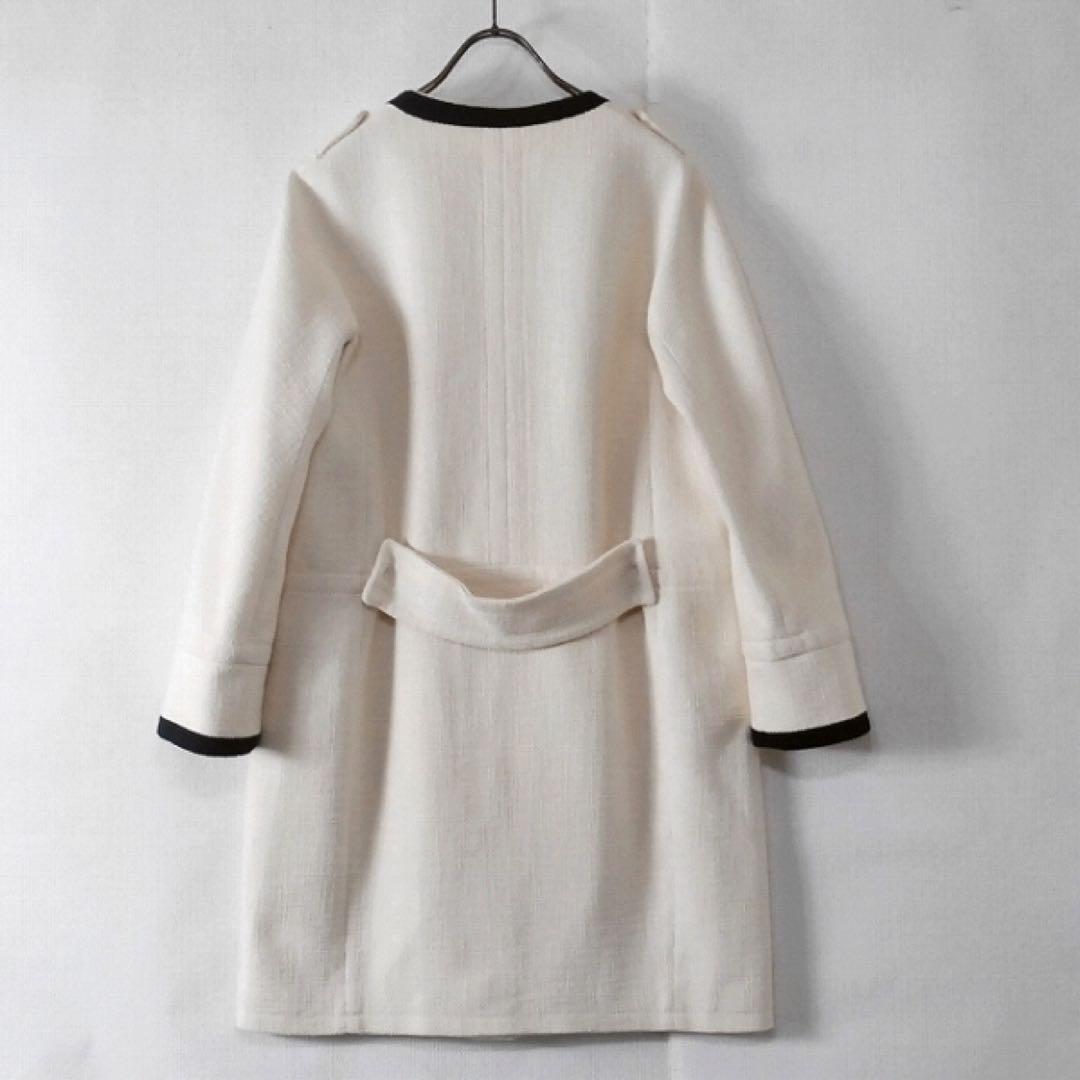 S’MaxMara マックスマーラ / ツイード調 ノーカラーコート アイボリー