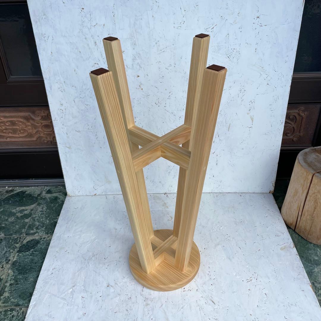 Tatsuya　3脚のうち2脚　国産ひのき　カウンターチェアー　丸椅子