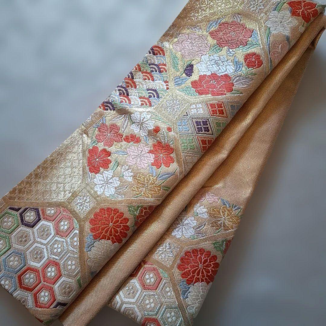 【K754】時短！ニ部式 作り帯 飾り結び 振袖⋅舞台⋅舞踊などに 　正絹