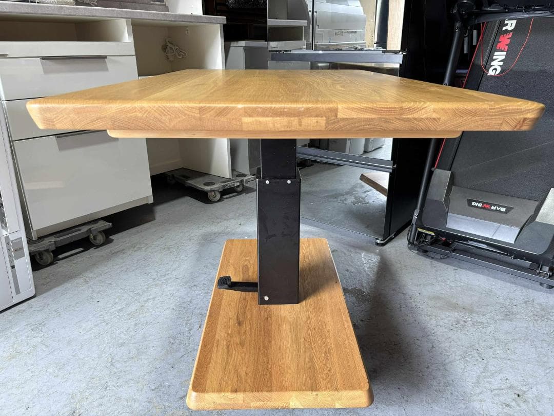 ＊バジル 国産 昇降式フリーテーブル リフティングテーブル 天然木